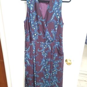 CAbi Blue and Purple Paisley Midi Dress